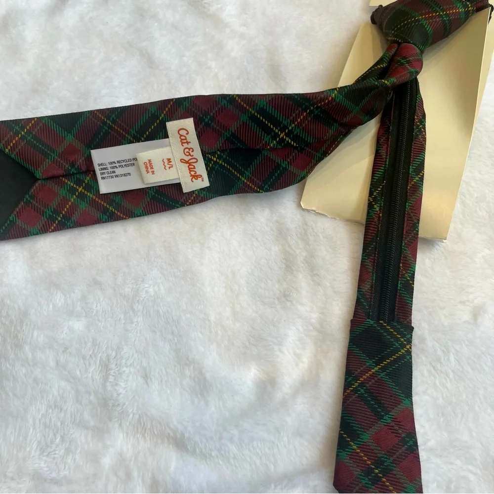 3/$15* Boy's Plaid Tie in Burgundy and Green